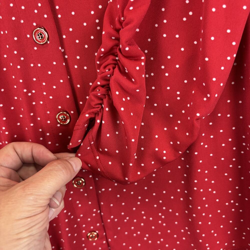 Susan Graver Tunic Top 1X Liquid Knit Polka Dot Career Travel Stretch 3/4 sleeve - Picture 6 of 12